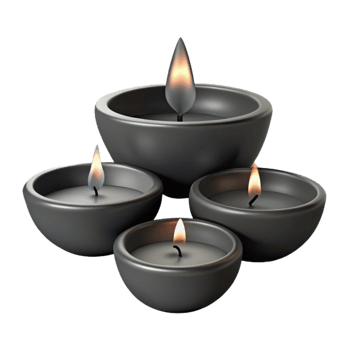 Four Gray Candles in a Row with Flames png