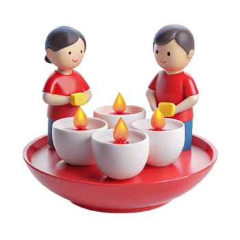 3D Rendered Illustration of Two People Lighting Candles png