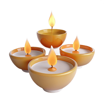 Four Burning Candles in Small Bowls png