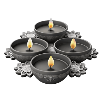 Four Burning Candles in Ornate Holders png