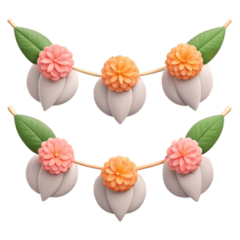 Floral Garland with Peach-Shaped Elements png