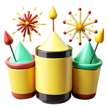Colorful 3D Fireworks Display png