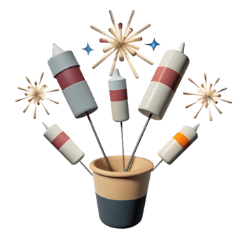 Fireworks in a Pot Festive 3D Render png