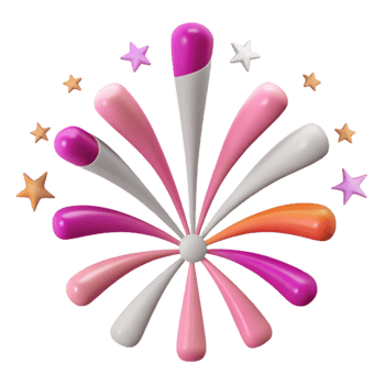 Colorful 3D Flower Design with Stars png