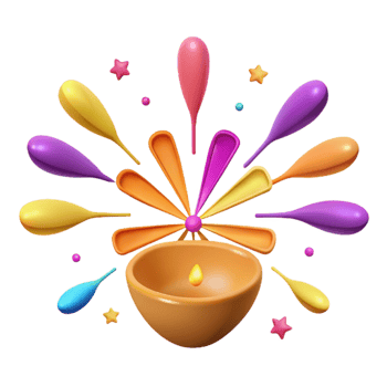 Colorful Festive Diya with Sparkling Lights png