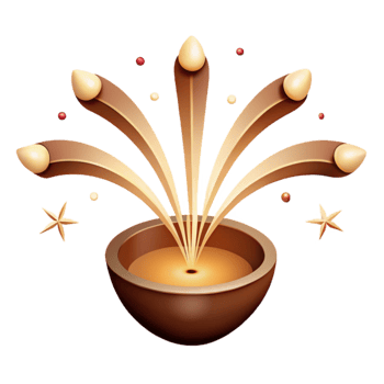 Golden Diya with Fireworks Design png