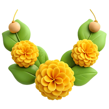 Yellow Flower Garland with Green Leaves png