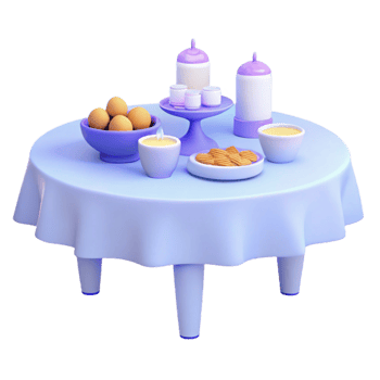 3D Rendered Table Setting with Food and Decor png