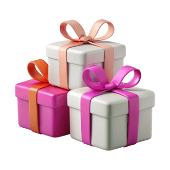 Stack of Gifts with Pink and Orange Ribbons png