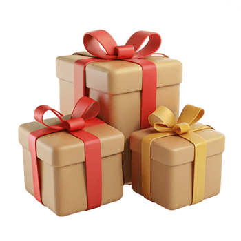 Gift Boxes with Red and Yellow Ribbons png