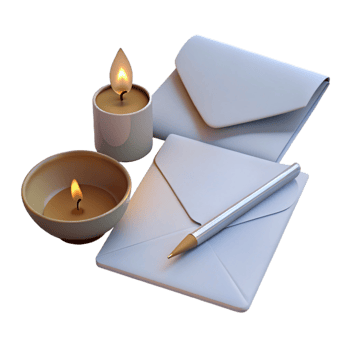 Envelopes, Candles, and a Pencil A Cozy Writing Setup png