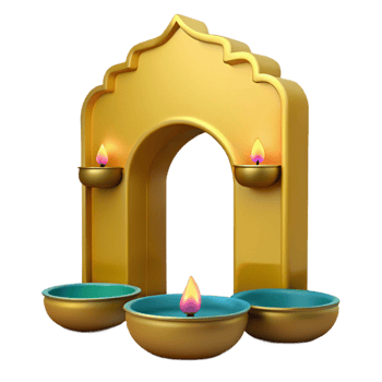 Golden Archway with Teal Bowls and Flames png