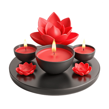 Zen Candle Set with Lotus Flower Decor png