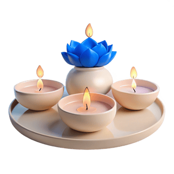 Candles and Lotus Flower on Tray png