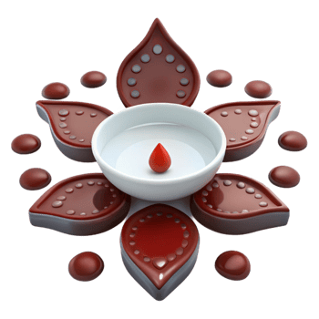 Red Diya in a White Bowl on a Flower Mandala png