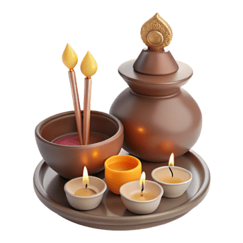 Ceremonial Offerings with Candles and Incense png