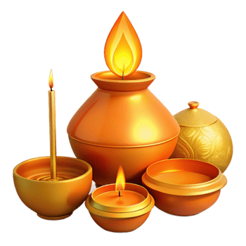 Golden Candle Holders with Flames png