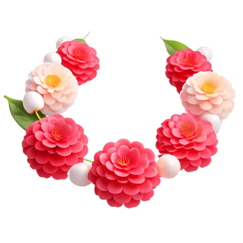 Floral Circle with Pink and White Flowers png