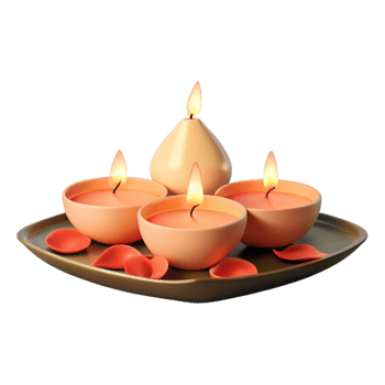 Candles on a Tray with Petals png