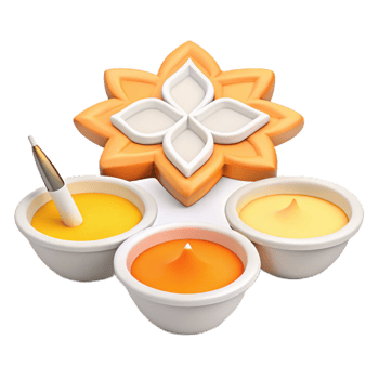 3D Render of a Festive Diya with Candles and a Wick png
