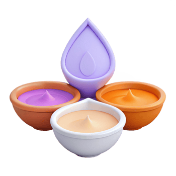 3D Render of Colorful Dipped Candles in Bowls png