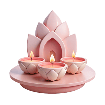 3D Render of Pink Lotus Candles png