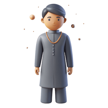 3D Illustration of a Man in Traditional Clothing png