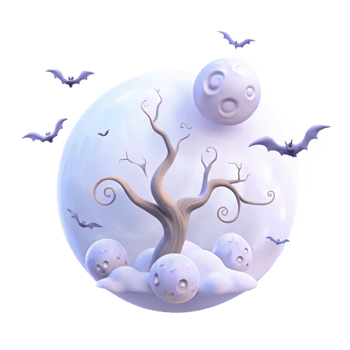 Spooky Halloween Night with Bats and Moon png