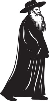 Rabbi clean simple silhouette black vector