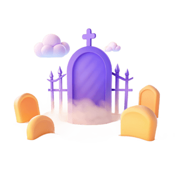 Spooky Graveyard with Clouds and Tombstones png