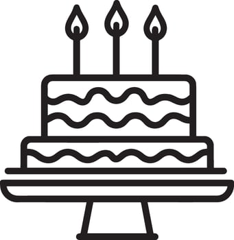 birthday cake linear icon clean simple outline black vector
