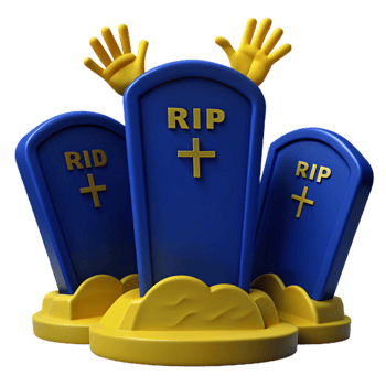 3D Graveyard with Hands Reaching Up from Tombstones png