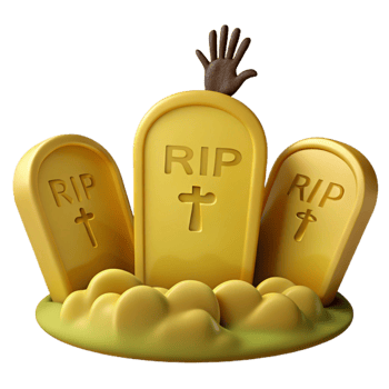 3D Rendered Gravestones with RIP and Crosses png