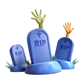 Three Cartoon Gravestones with Hands Reaching Up png