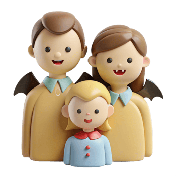 Cute Cartoon Family with Wings png
