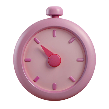 Pink 3D Clock Icon with Red Hand png