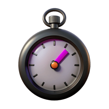 3D Render of a Black Stopwatch with Pink Second Hand png