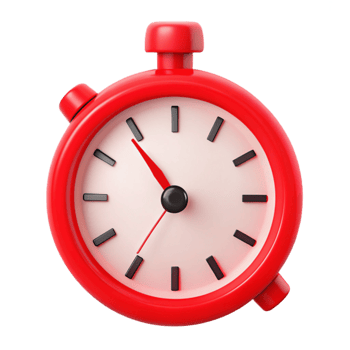 Red Round Clock Face with Minute and Hour Hands png