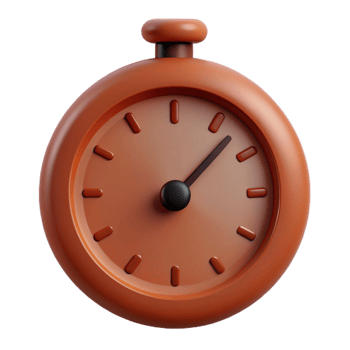 Orange 3D Clock with Black Hand png