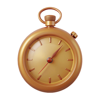 Golden Pocket Watch with Red Hour Hand png