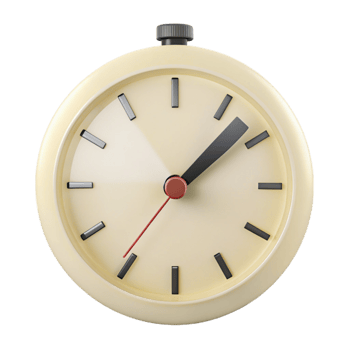 Cream Clock Face with Red and Black Hands png