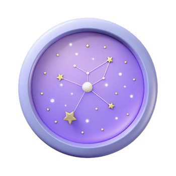 Purple Constellation Clock with Golden Stars png