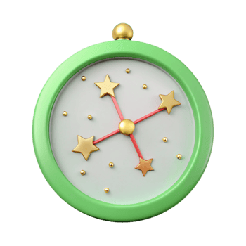 3D Render of a Green Clock with Gold Stars png