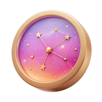 3D Constellation Clock with Gold Frame and Stars png