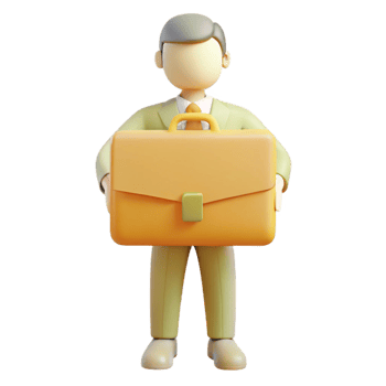 3D Cartoon Character Holding Briefcase png