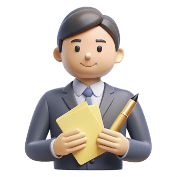 3D Illustration of a Businessman Holding Documents and a Pen png