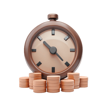 Time is Money A Clock and Stacks of Coins png