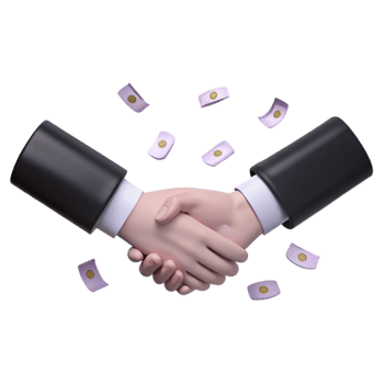 Successful Partnership Handshake with Falling Coins png