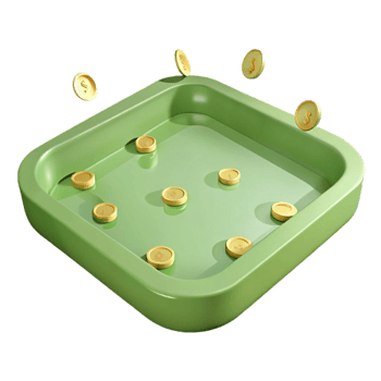 Green Square Tray with Golden Coins png