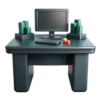 Desktop Computer with Keyboard and Decorations png